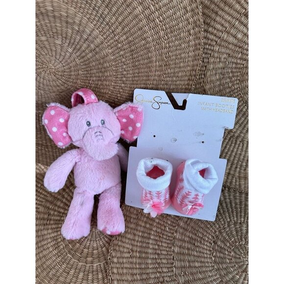 Jessica Simpson booties, Pink Elephant Infant toy & shoes - Picture 1 of 12